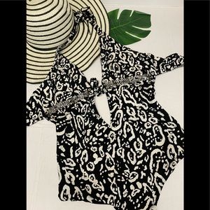 ValeruBlu Graph Art Swimsuit Halter Neck High Thigh